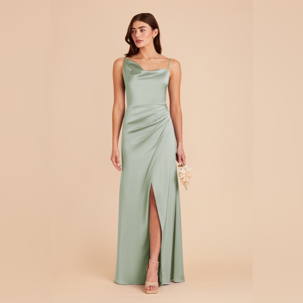 Birdy Grey Jennifer Bridesmaid Dress - matte satin sage (M)
